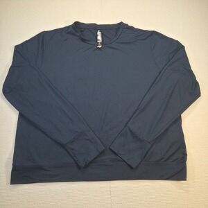 Lukka Lux Womens Navy Blue Long Sleeve Activewear Performance Top Size XL